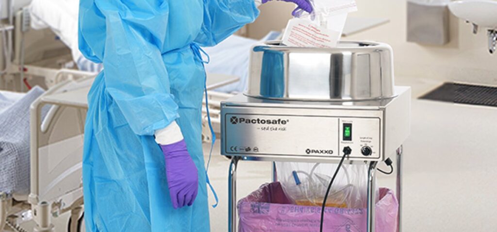 Sistema de sellado hermético de residuos peligrosos Pactosafe en hospital.