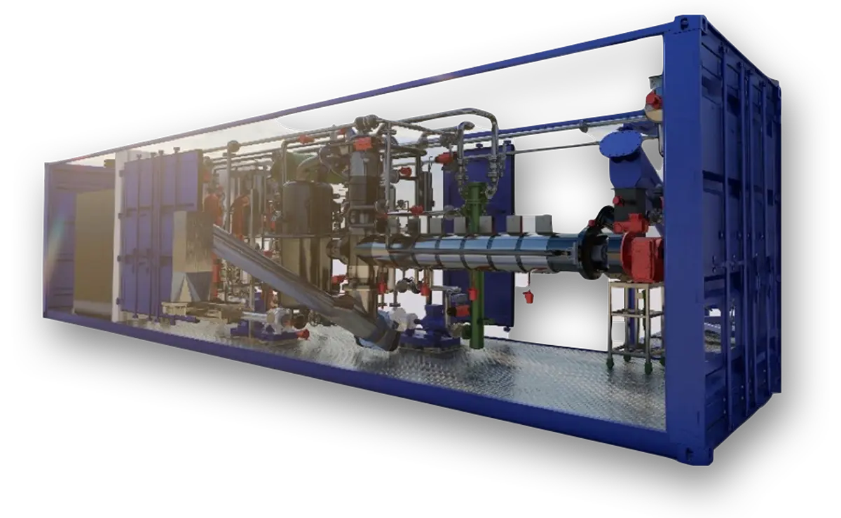 Contenedor modular planta pirólisis residuos plásticos multicapa